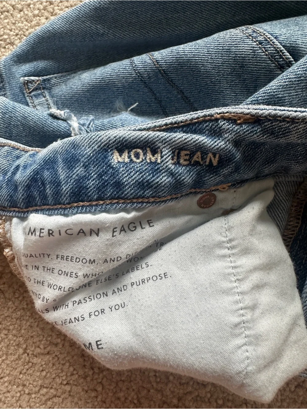 American Eagle Outfitters Light Blue Distressed Denim Shorts Mom X Long